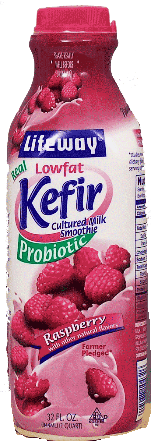 Lifeway Kefir  probiotic, cultured lowfat milk smoothie, 99% lactose free, raspberry with other natural flavors Full-Size Picture